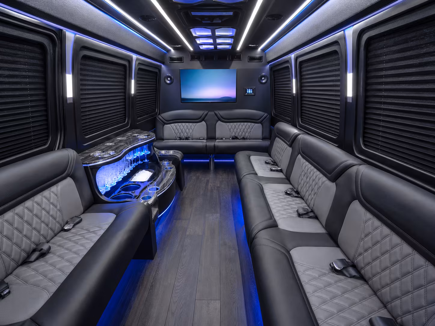 corvallis 18 passenger party bus inside