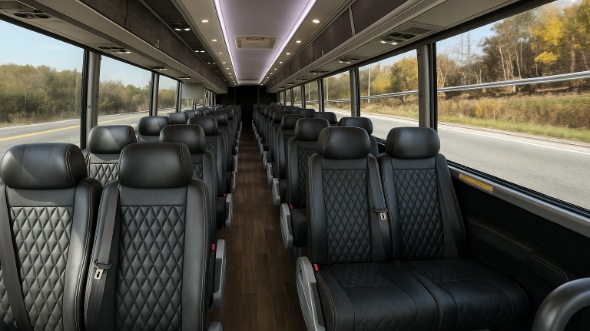Interior of Charter Bus Company Gresham's 28 Passenger Mini bus in Gresham