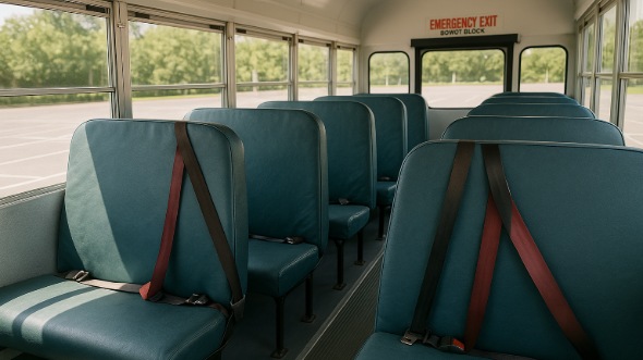 Interior of Charter Bus Company Gresham's School Bus in Gresham