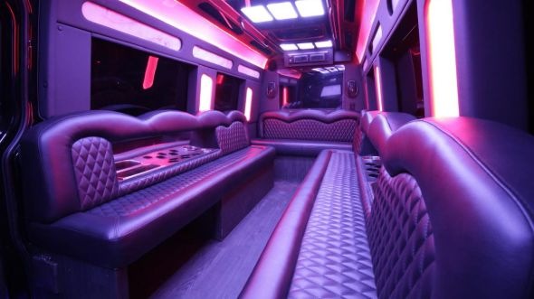 Interior of Charter Bus Company Gresham's Sprinter Limo in Gresham