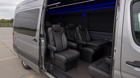 Interior of Charter Bus Company Gresham's Sprinter Van Rental With Driver in Gresham
